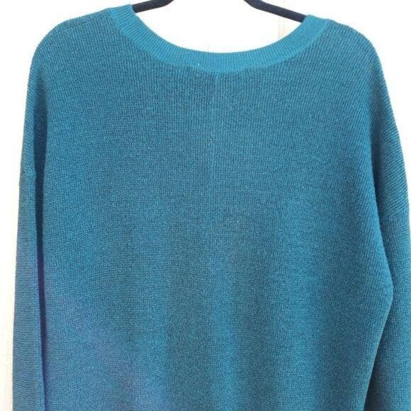 BCBGeneration Sweater Metallic Teal Oversized Slouchy High Low Size M/L - Picture 9 of 14